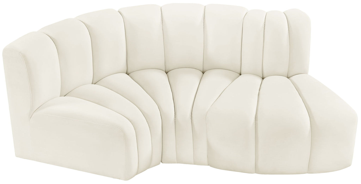 Arc - Velvet 3 Piece Modular L-Shaped Sofa