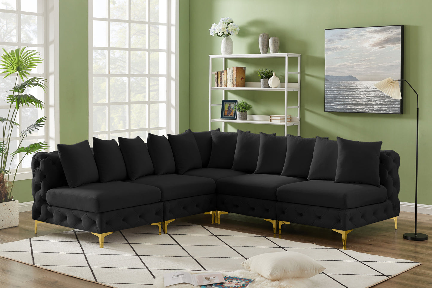 Tremblay - Modular Sectional 5 Piece - Black - Fabric - Modern & Contemporary