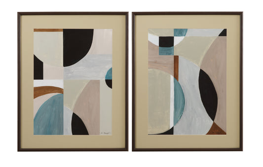 Curved Vision Framed Print (Set of 2) - Light Brown