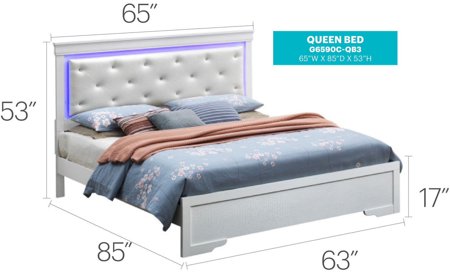 Glory Furniture - Lorana - Bed With LED