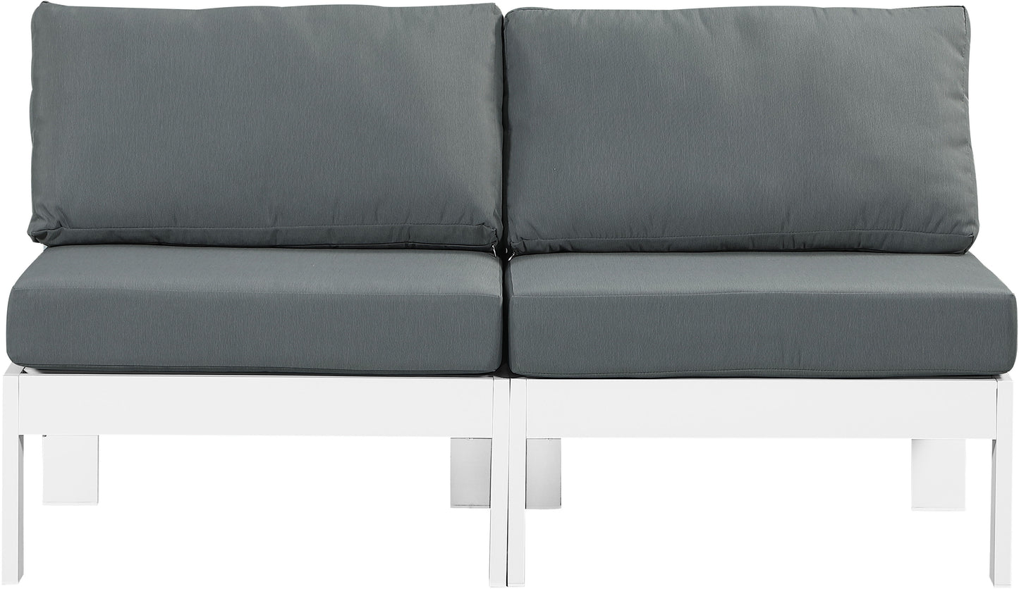 Nizuc - Outdoor Patio 2 Seat Armless Modular Sofa With White Frame