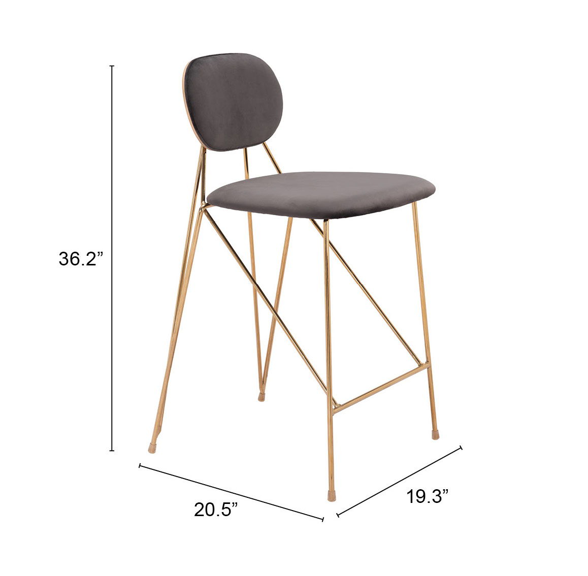 Georges - Counter Stool (Set of 2) - Gray / Gold