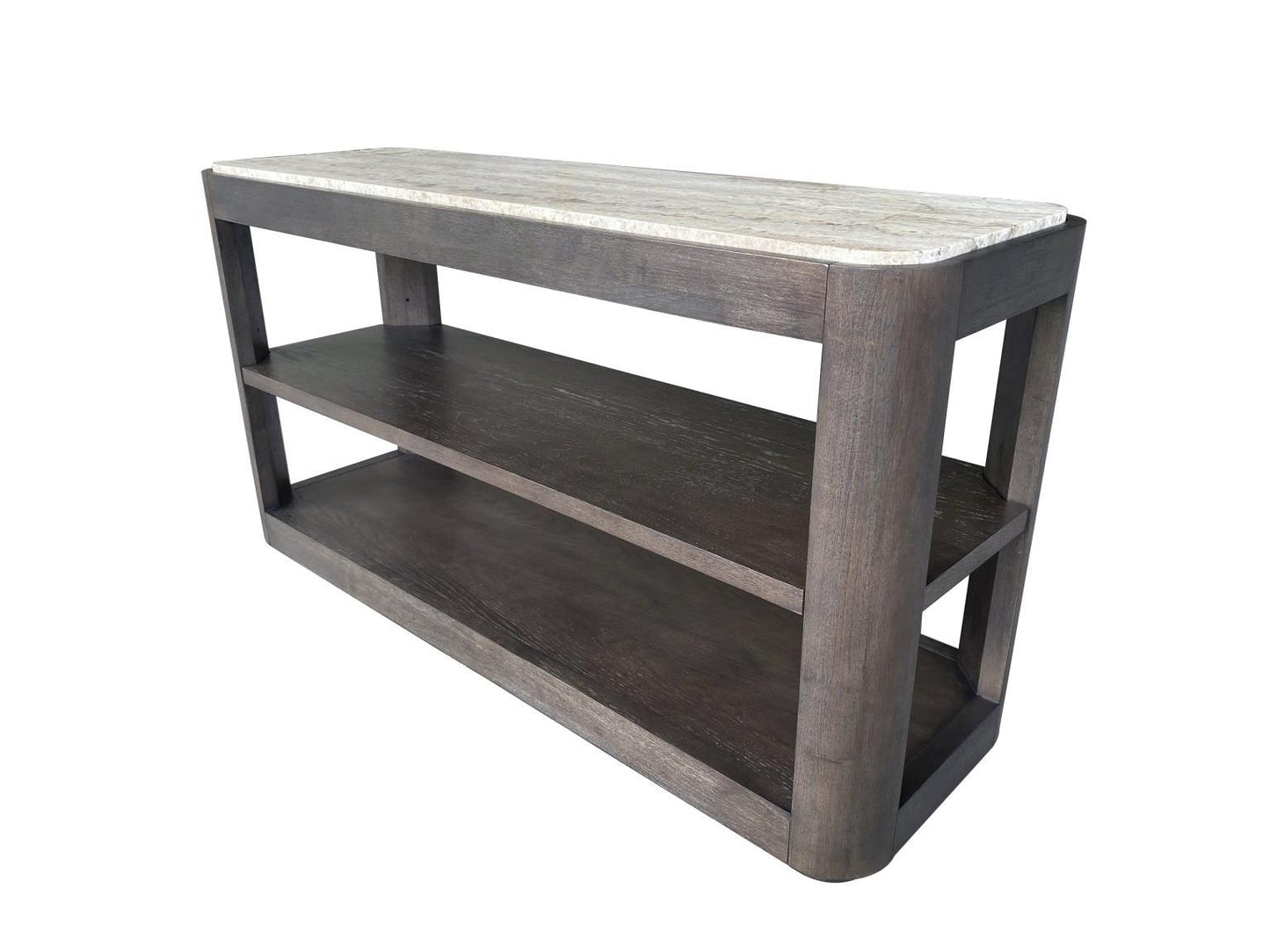 Lancia - Sofa Table With Stone Top - Charred Oak