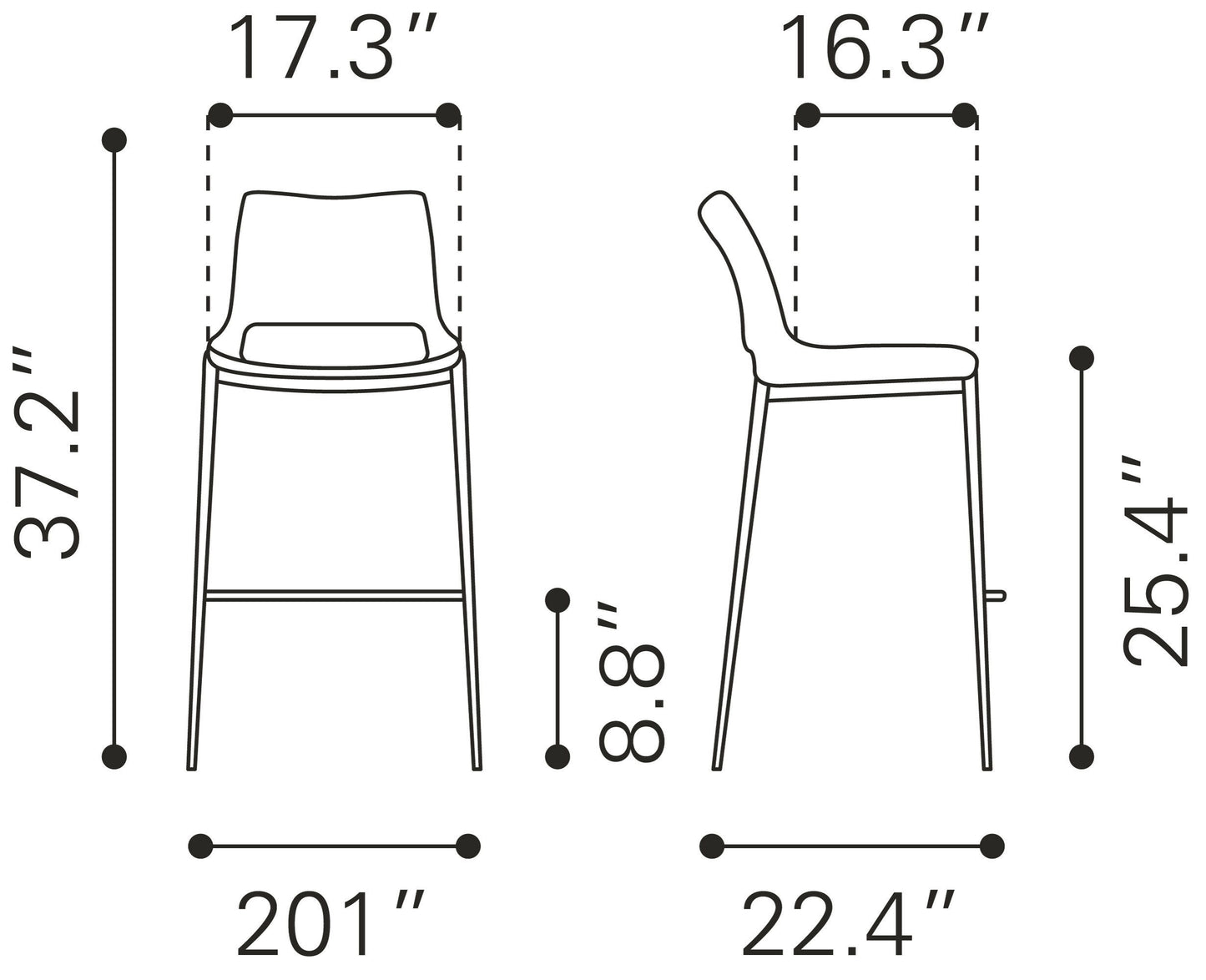 Ace - Counter Chair (Set of 2) - Walnut Legs