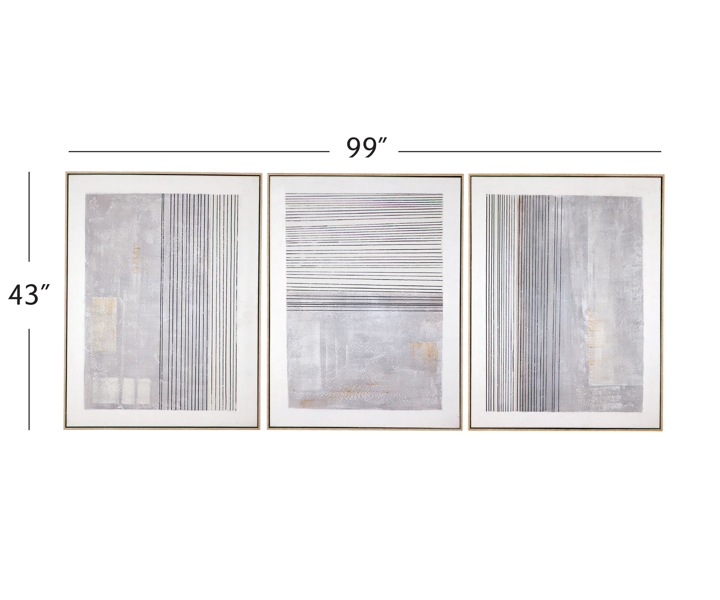 Razi Framed Canvas (Set of 3) - Gray