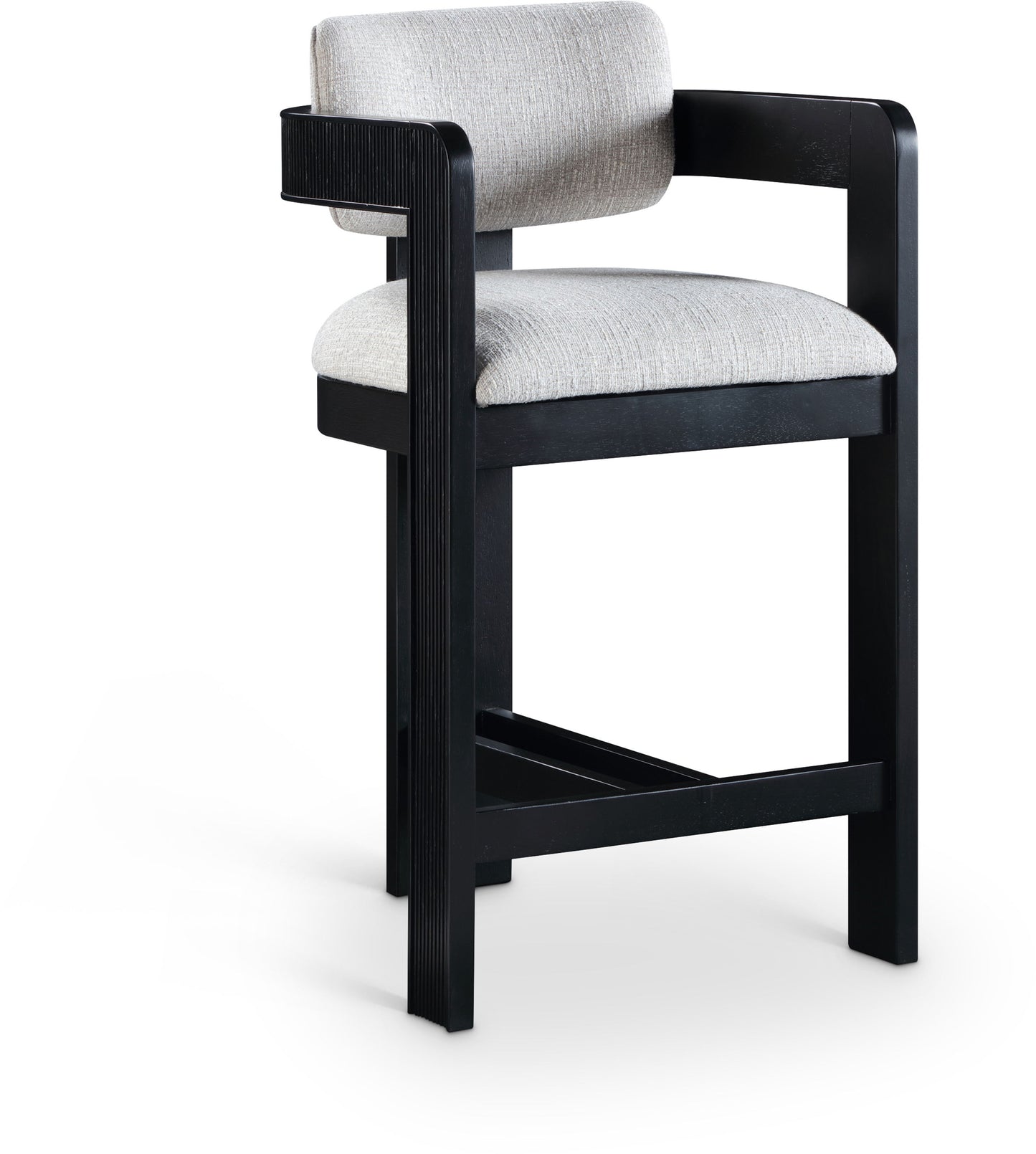 Sacha - Linen Stool With Black Base