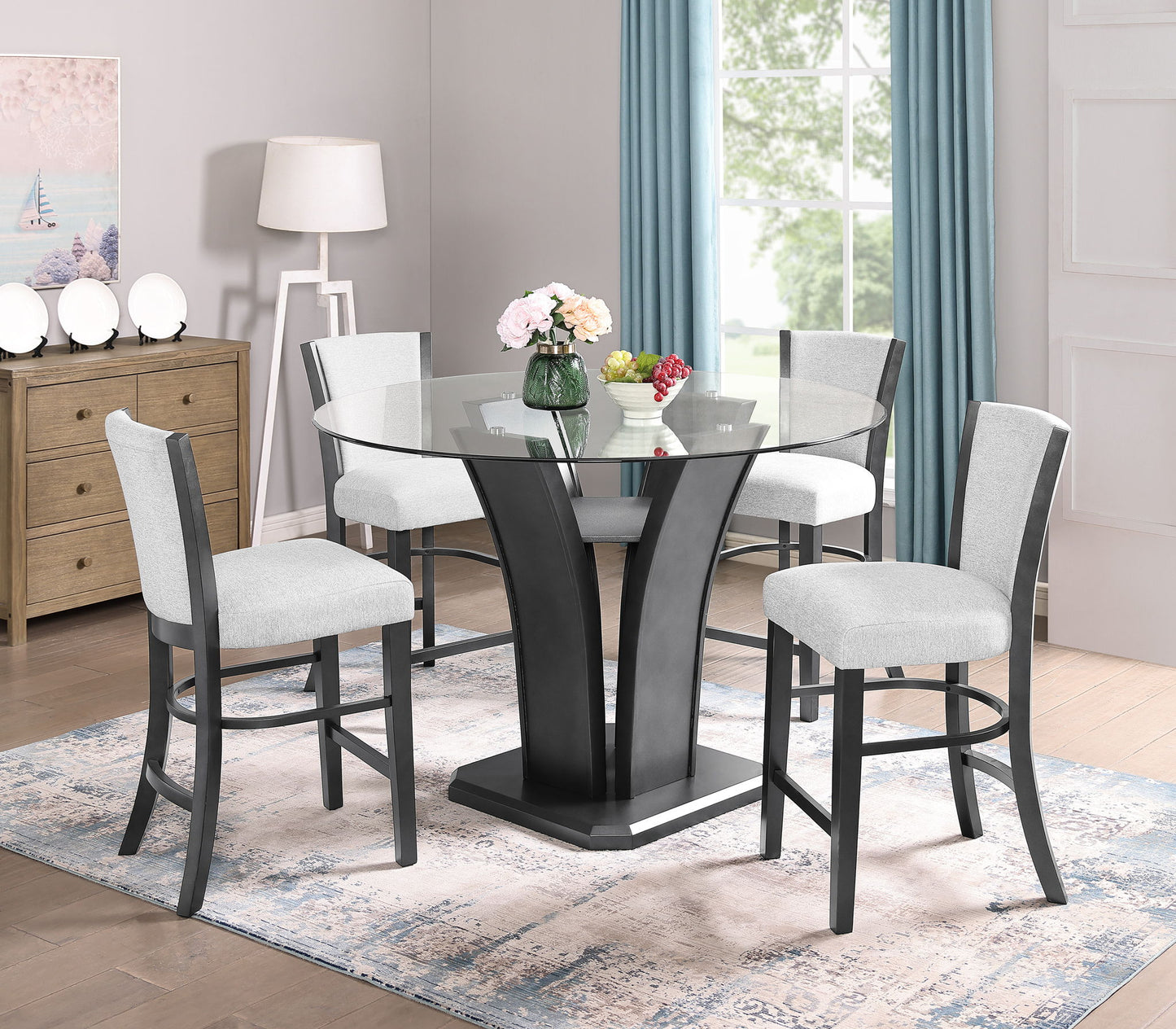 Camelia - Round Counter Height Table - Dark Gray