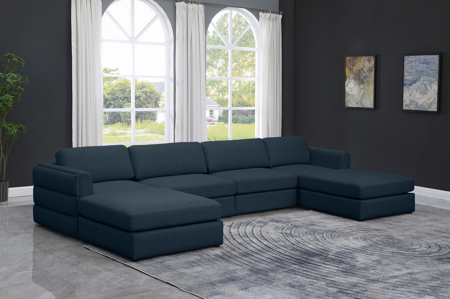 Beckham - Modular Sectional 6 Piece - Navy - Modern & Contemporary