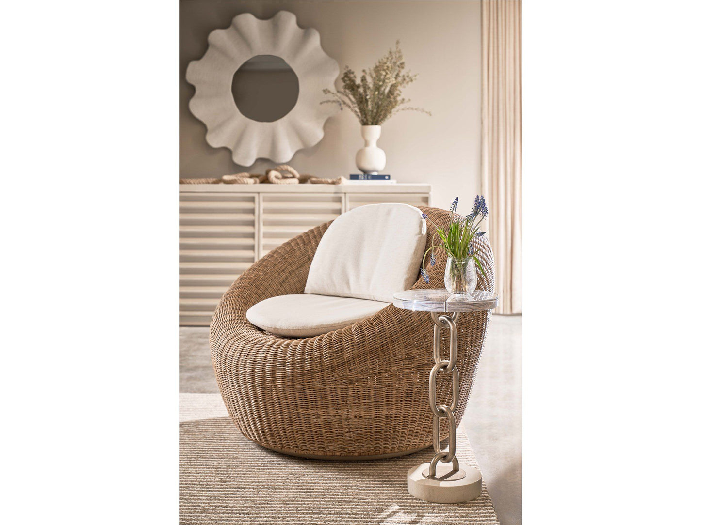 Sea - Pod Swivel Chair - Light Brown / Beige
