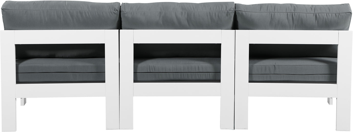 Nizuc - Outdoor Patio 3 Seat Armless Modular Sofa With White Frame