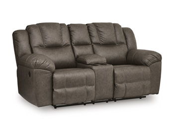 Lowilla - Double Reclining Loveseat With Console - Driftwood