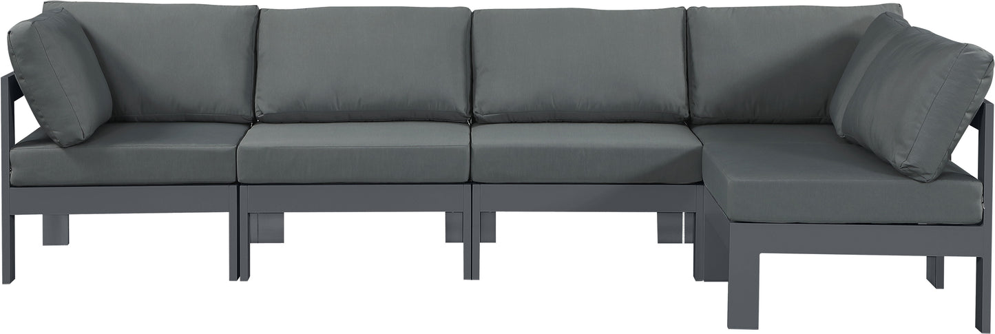 Nizuc - Outdoor Patio 5 Piece Modular Sectional With Gray Frame