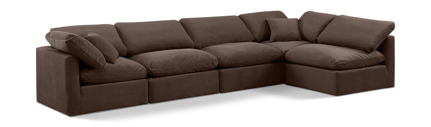 Indulge - Velvet 5 Piece Modular Sectional