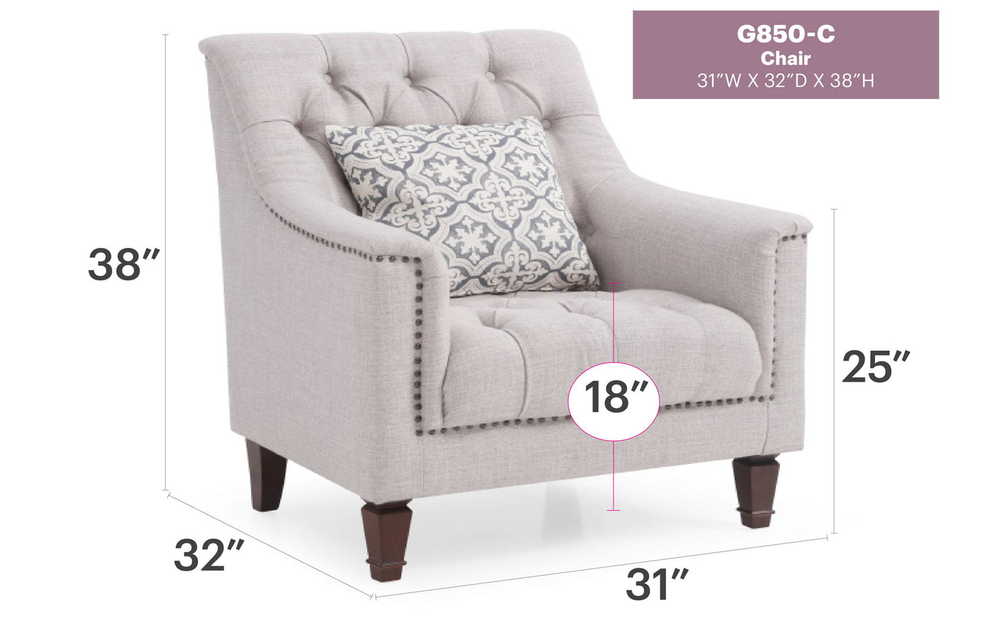 Charleston - Chair - Light Gray