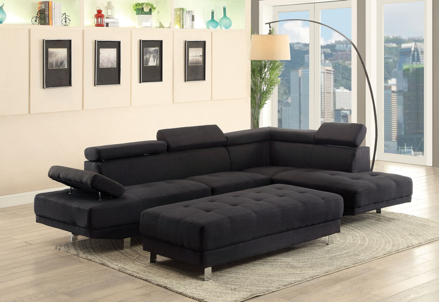 Riveredge - Fabric Sectional - Black