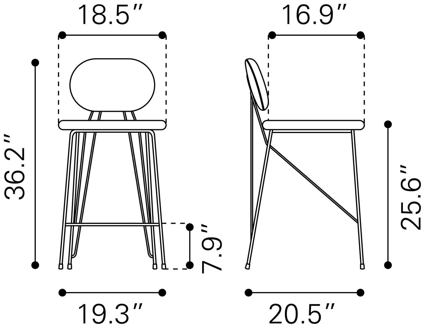 Georges - Counter Stool (Set of 2) - Gray / Gold