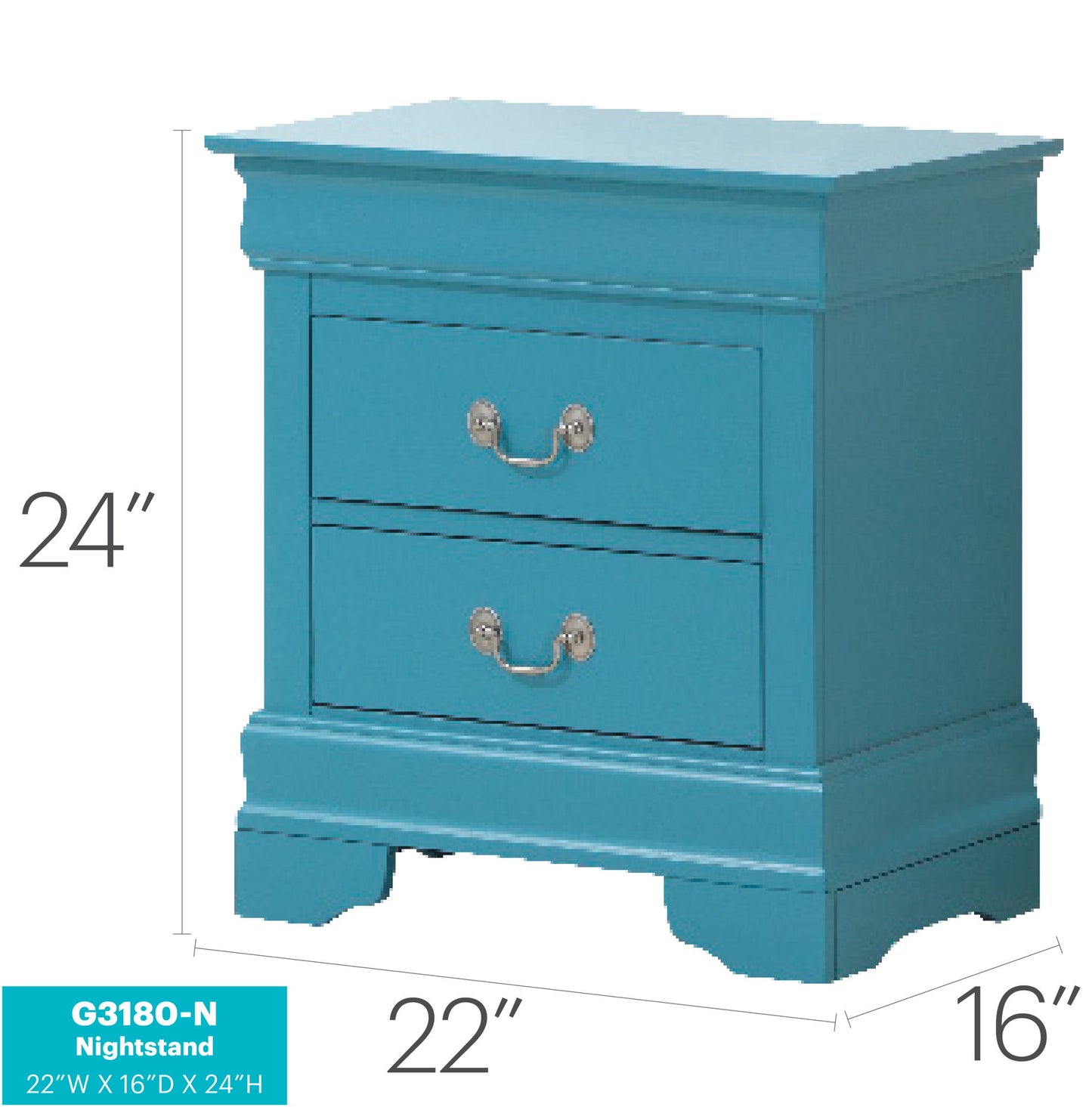 Glory Furniture - Louis Phillipe - 2 Drawer Nightstand