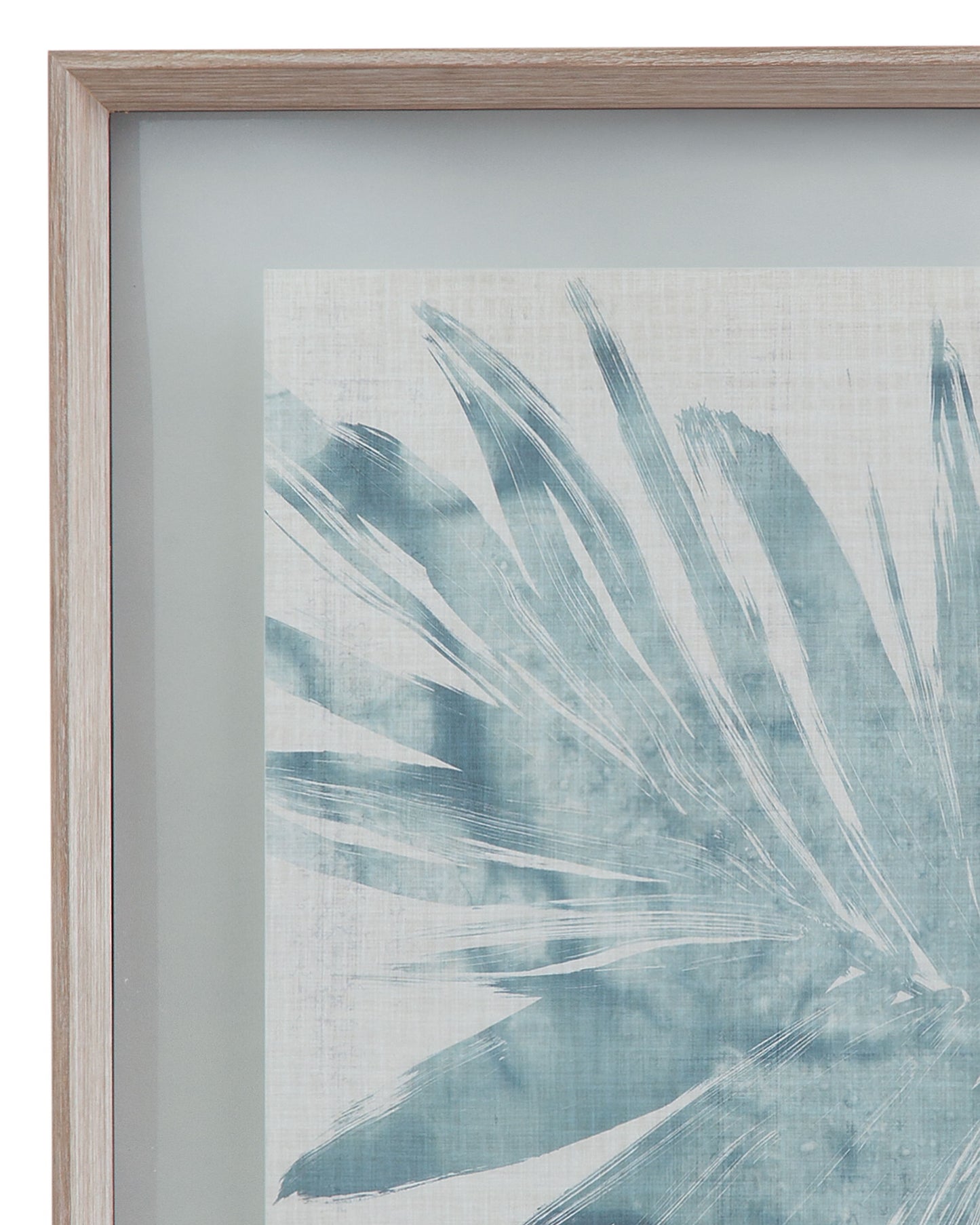 Burlap Ocean Palm II Framed Print - Light Blue