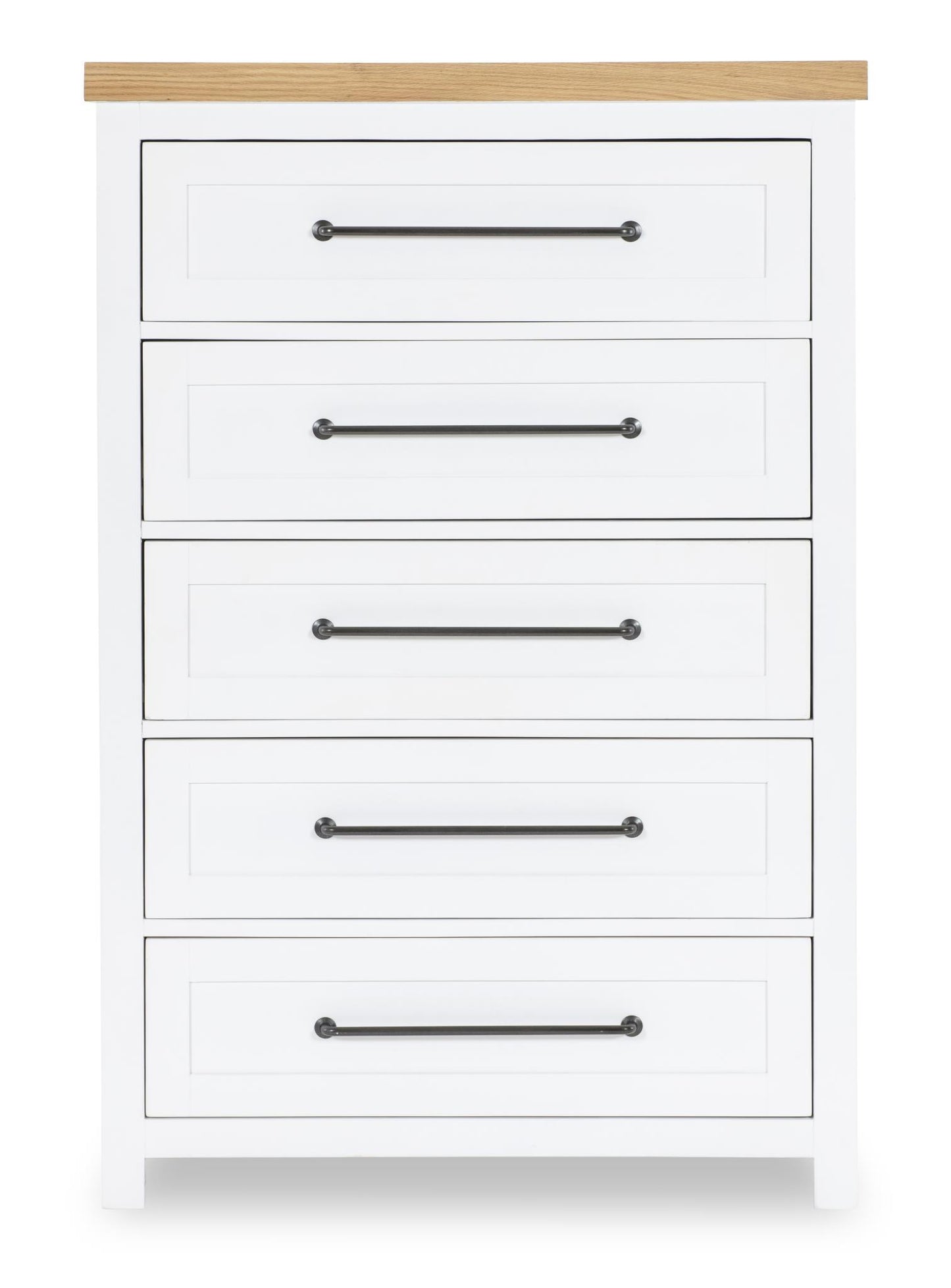 Horizons - 5 Drawers Chest - Pure White / Natural Oak