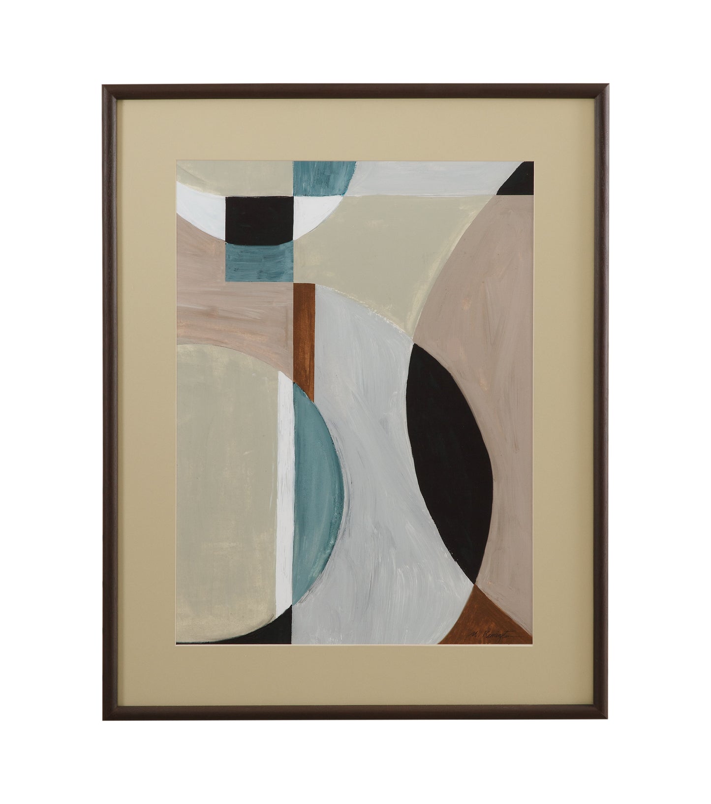 Curved Vision Contours Framed Print - Light Brown