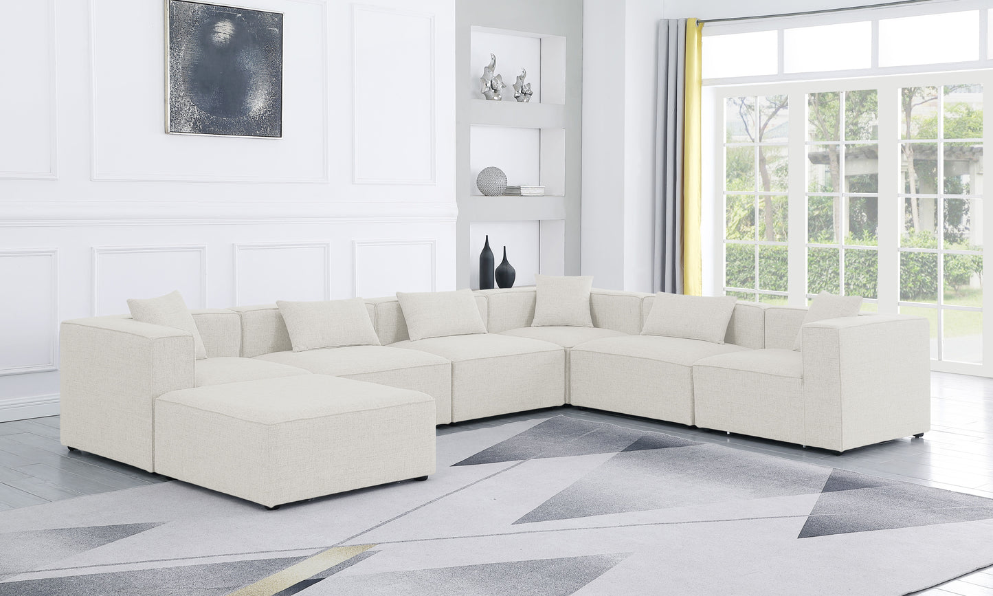 Cube - Modular Sectional 7 Piece - Cream - Fabric