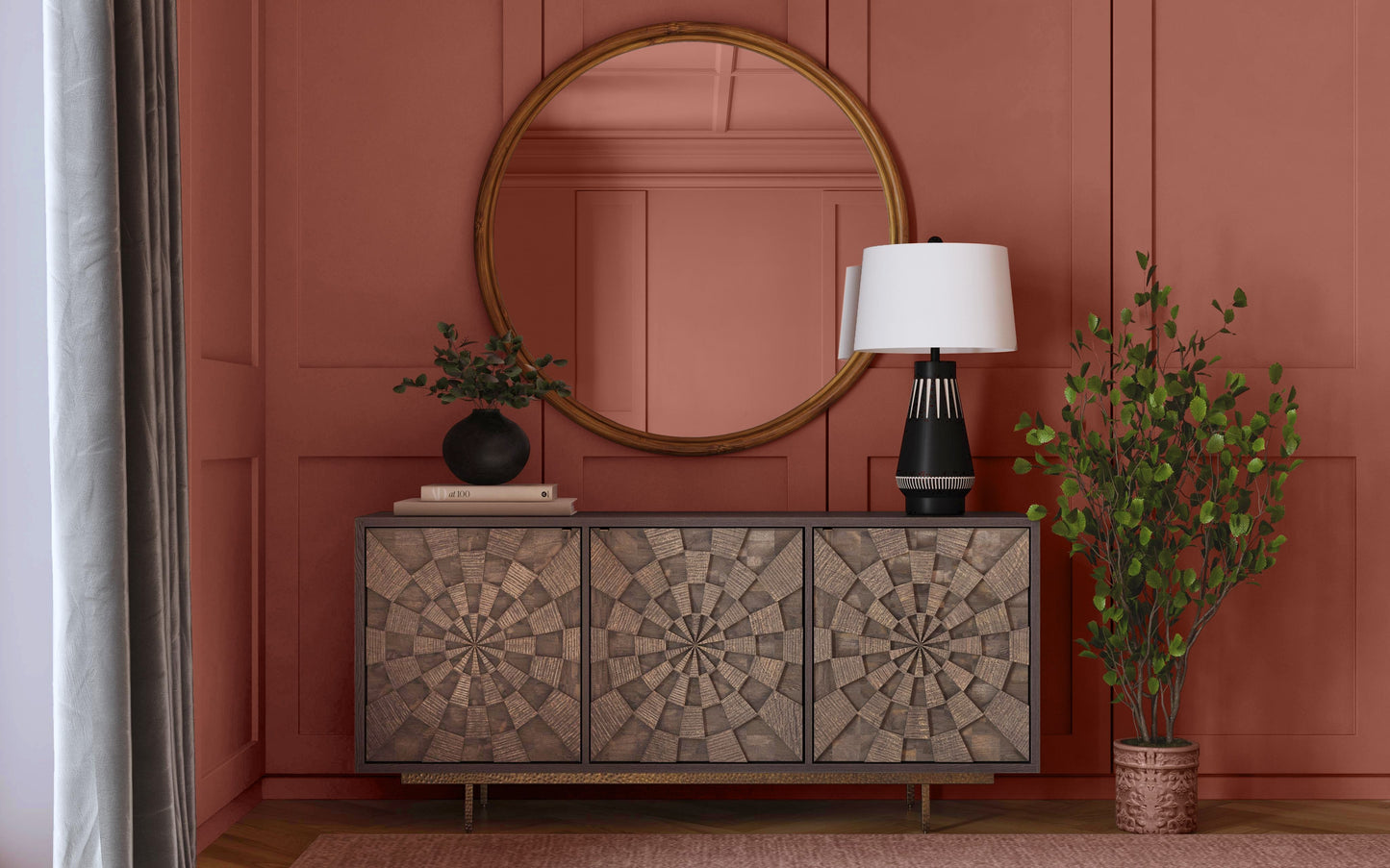 Adrienne - Server - Sandblasted Dark Brown & Antique Gold Metal