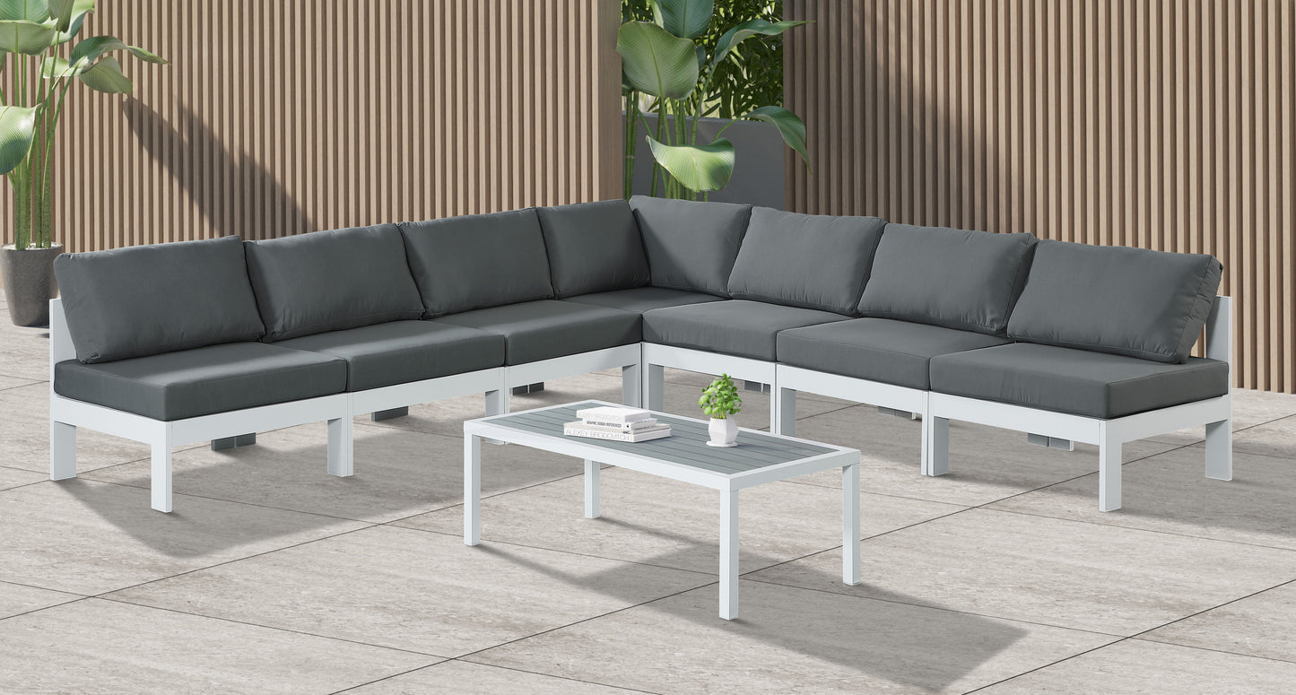 Nizuc - Outdoor Patio 7 Piece Modular Sectional With White Frame