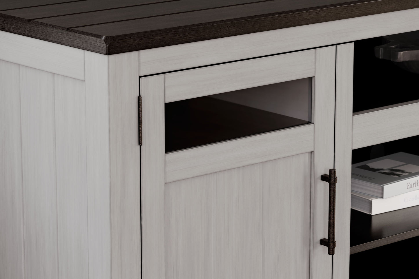 Darborn - XL TV Stand W/Fireplace Option - Gray / Brown