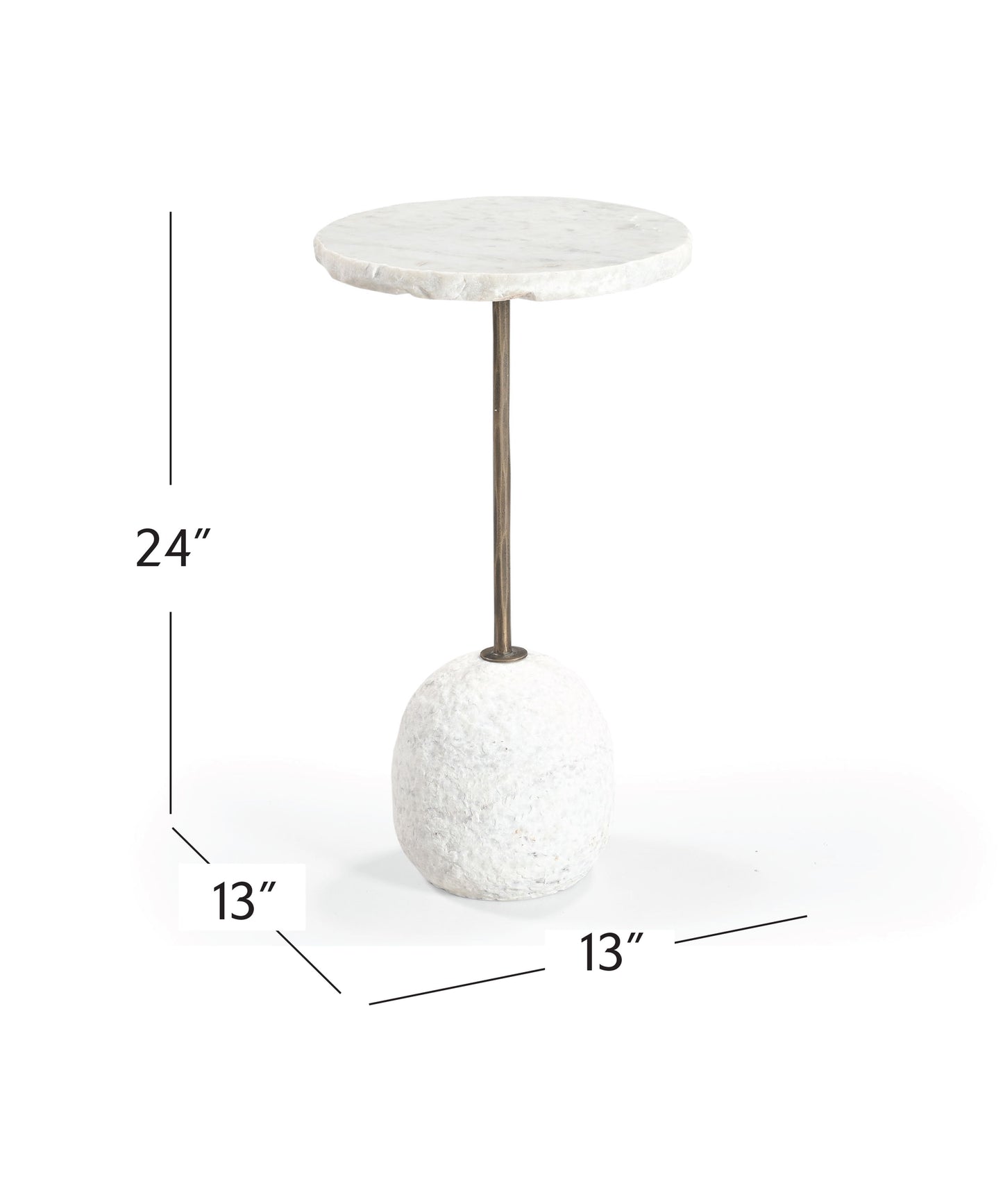 Aeirith - Accent Table - Natural Edge White Marble / Antique Brass