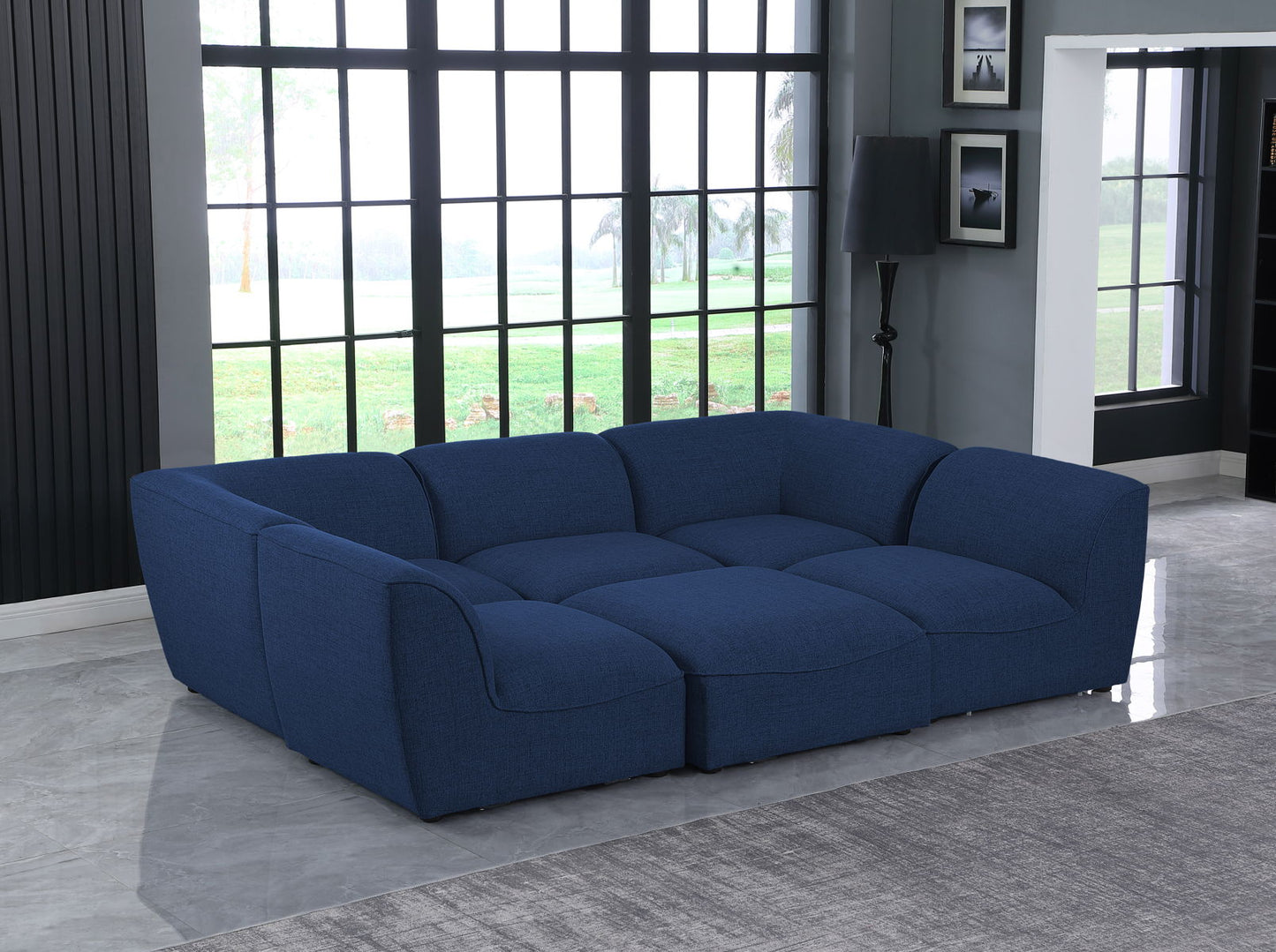 Miramar - Modular Sectional 6 Piece - Navy - Modern & Contemporary