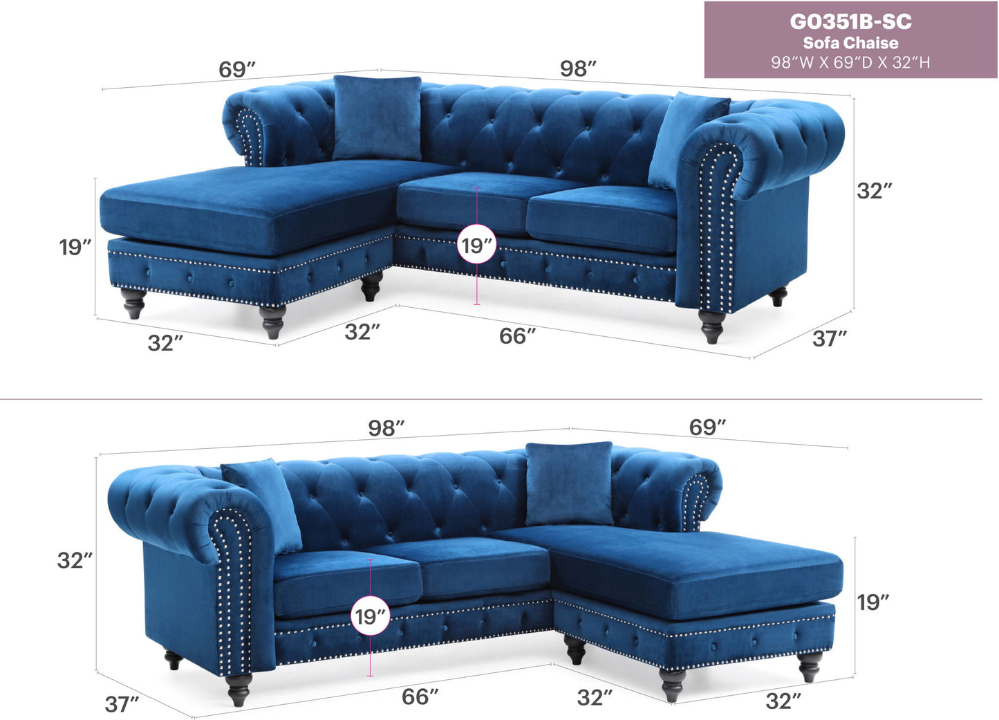 Glory Furniture - Nola - Sofa Chaise