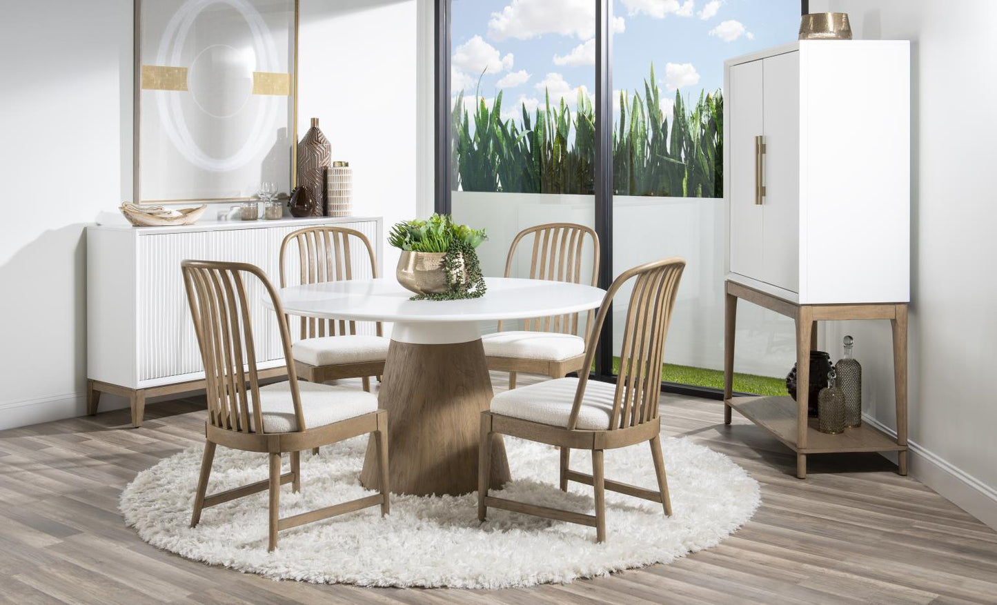 Melrose - Spindle Back Side Chair (Set of 2) - Cloud White And Desert Oak