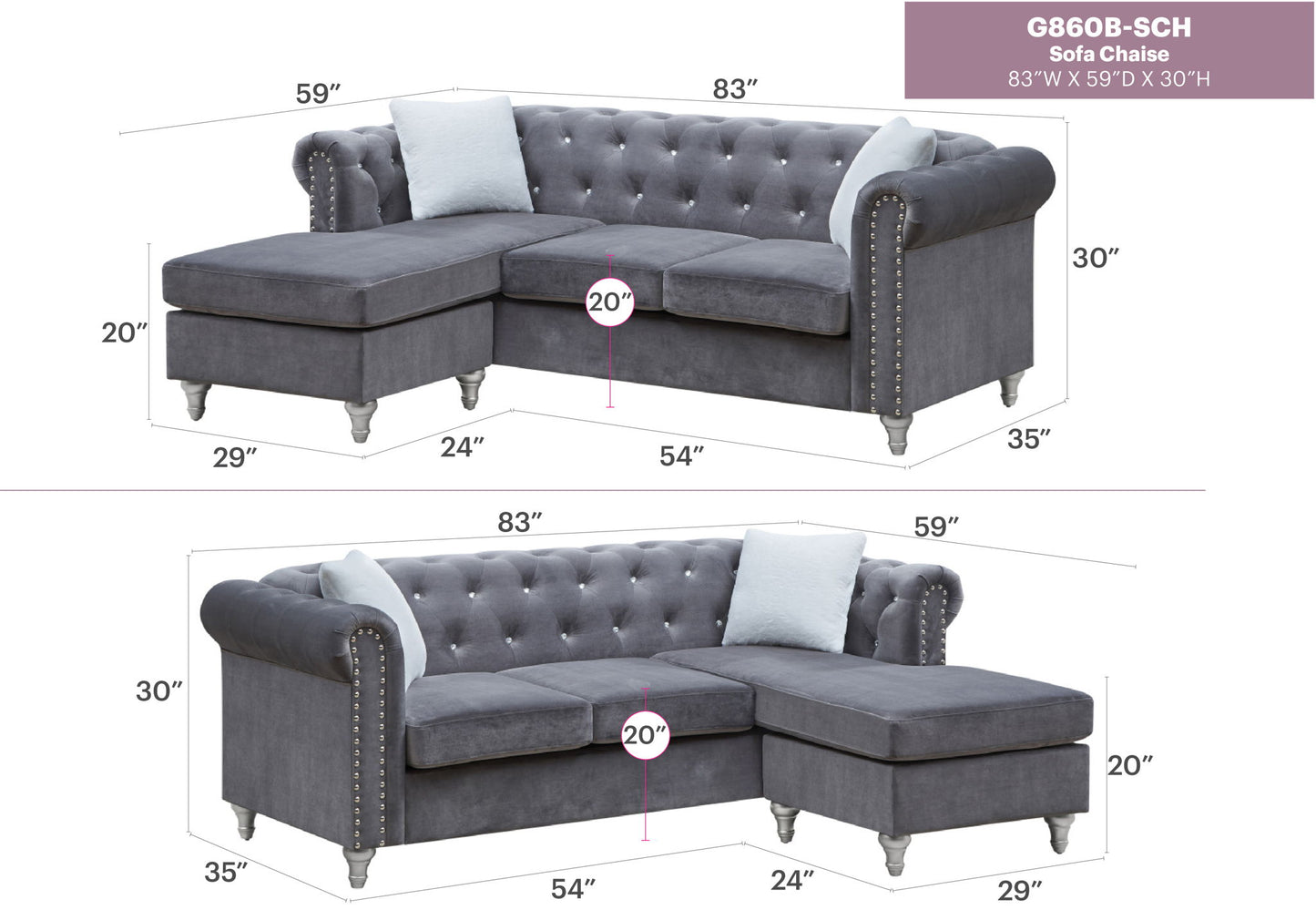 Glory Furniture - Raisa - Sofa Chaise