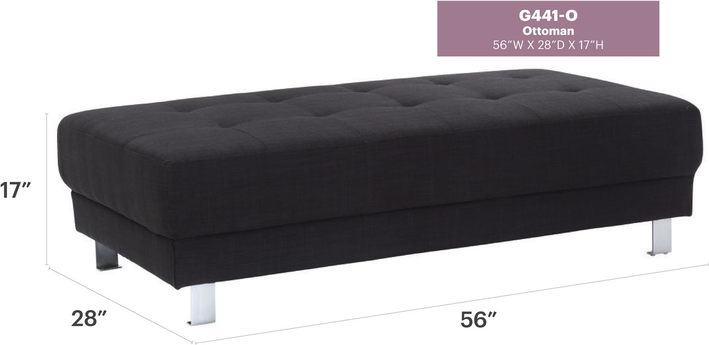 Riveredge - Fabric Milan Ottoman - Black