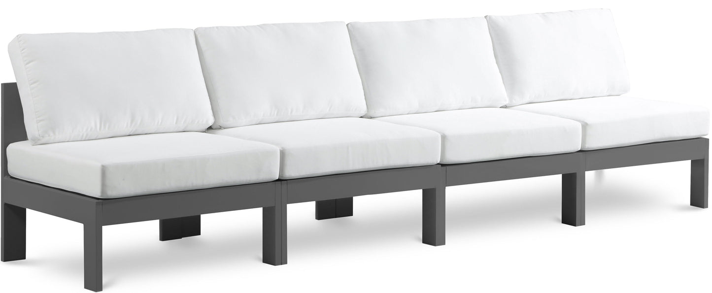 Nizuc - Outdoor Patio 4 Seat Armless Modular Sofa With Gray Frame