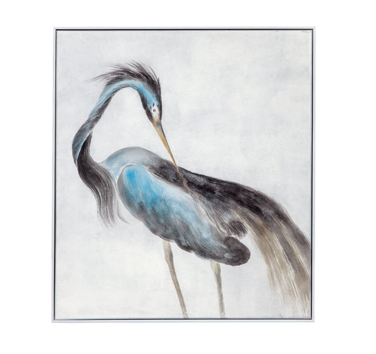 Louisiana Heron Canvas Art - Blue / Pearl Silver