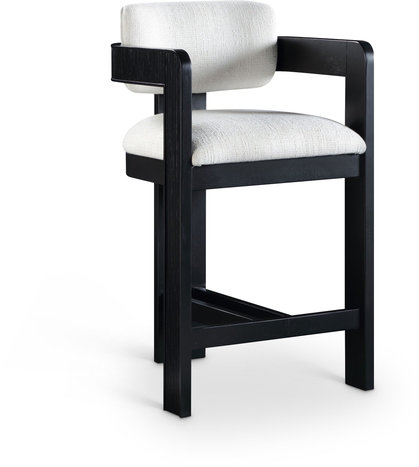 Sacha - Linen Stool With Black Base