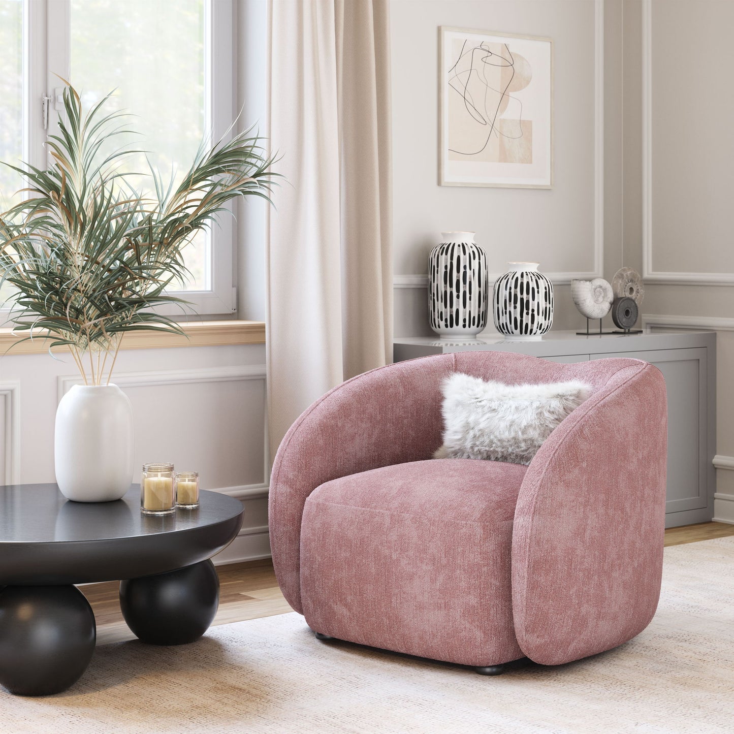 Tallin - Accent Chair - Mauve Pink