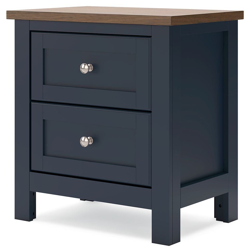 Landocken - Brown / Blue - Two Drawer Night Stand