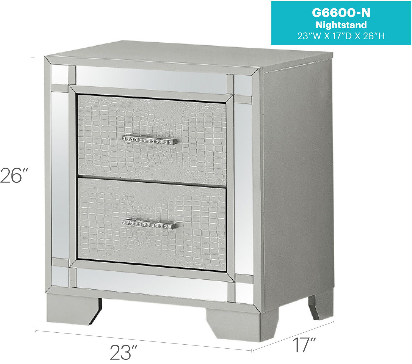 Madison - Nightstand - Silver Champagne