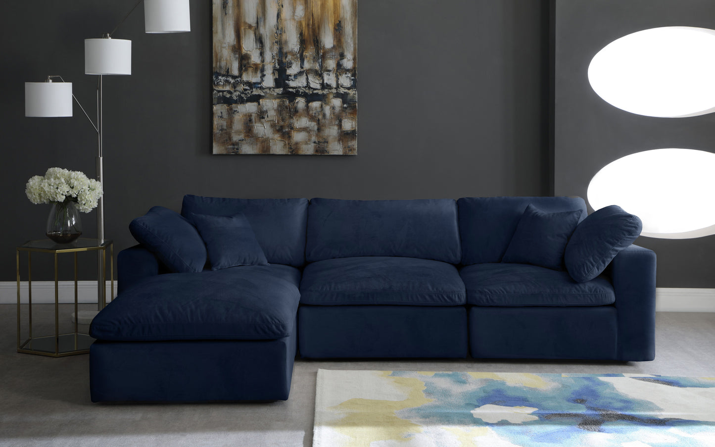 Cozy - Modular Sectional 4 Piece Cloud - Navy