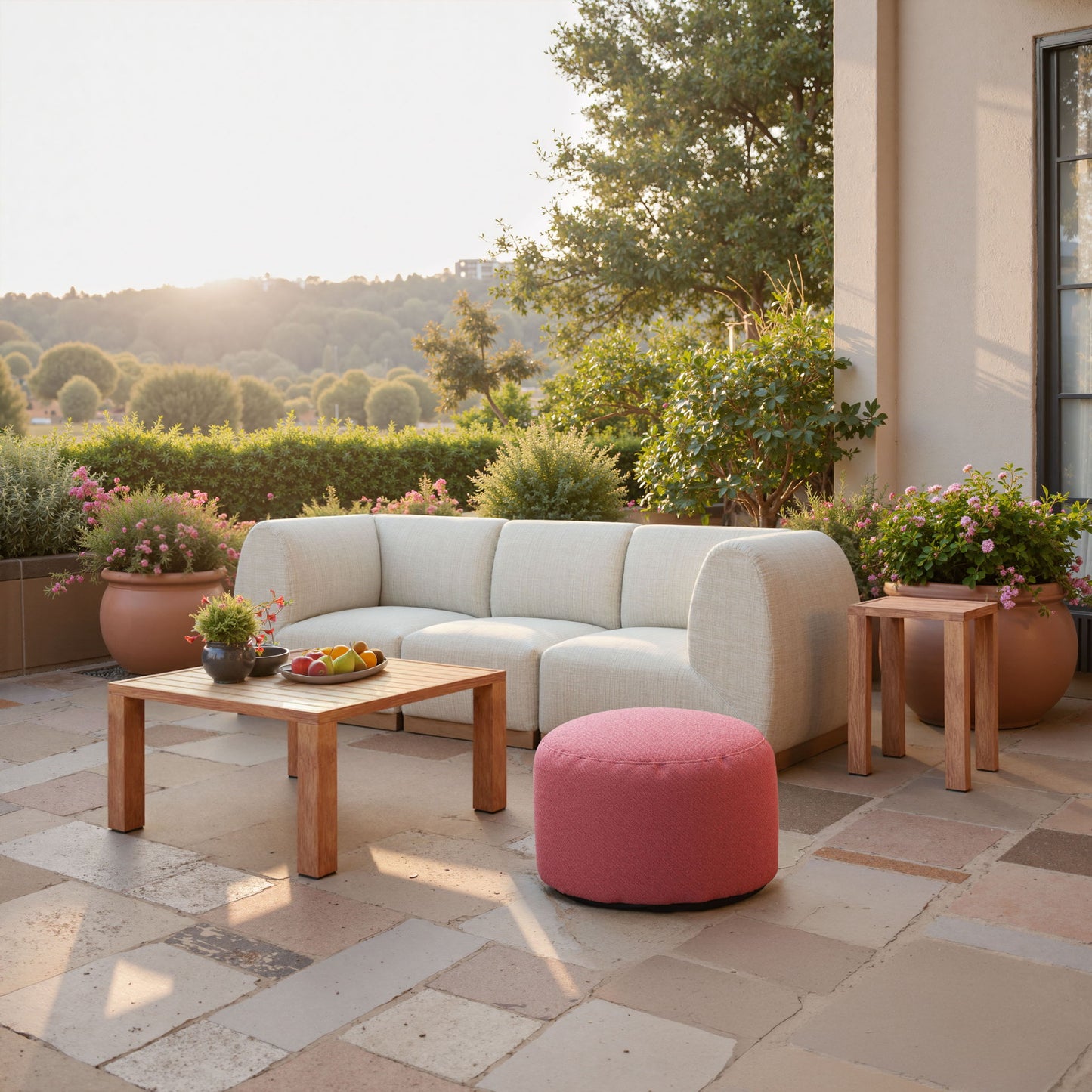 Aruz - Outdoor Ottoman - Red