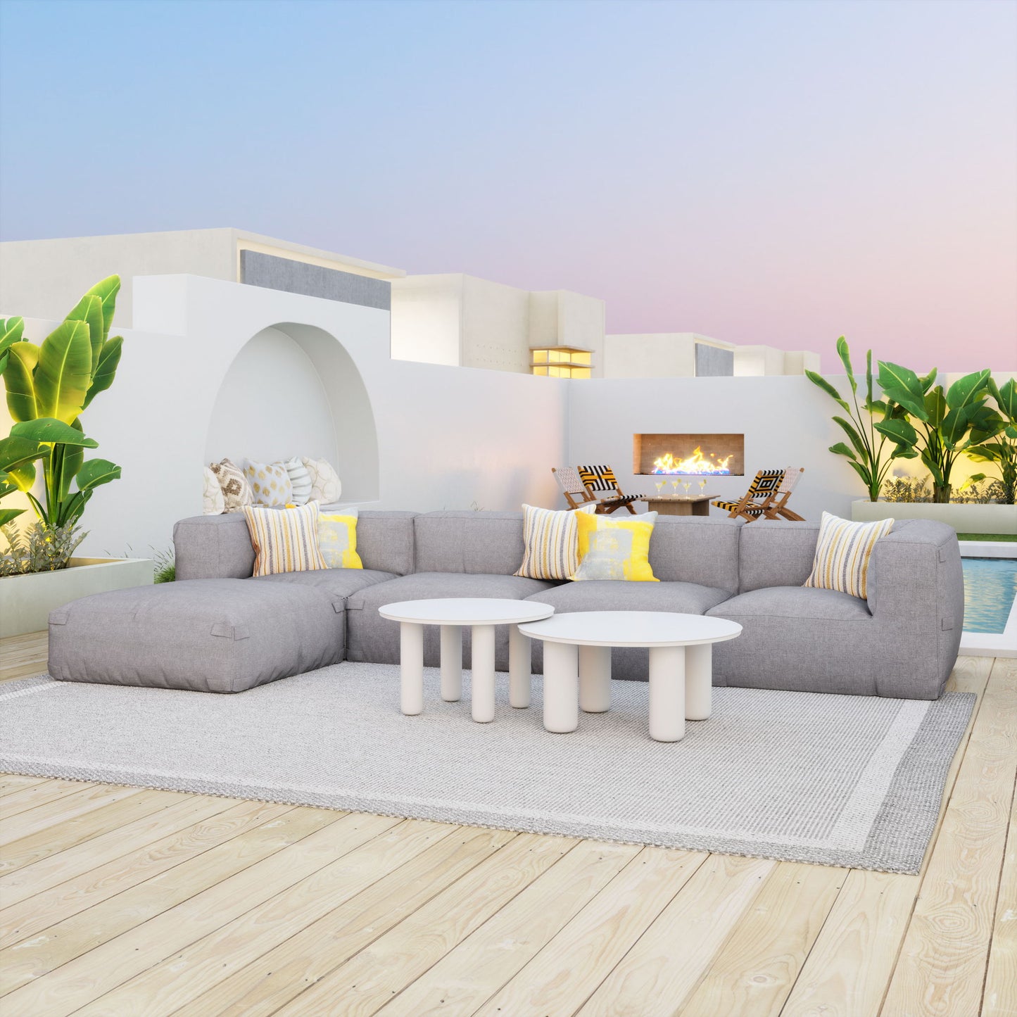 Luanda - Outdoor Ottoman - Gray