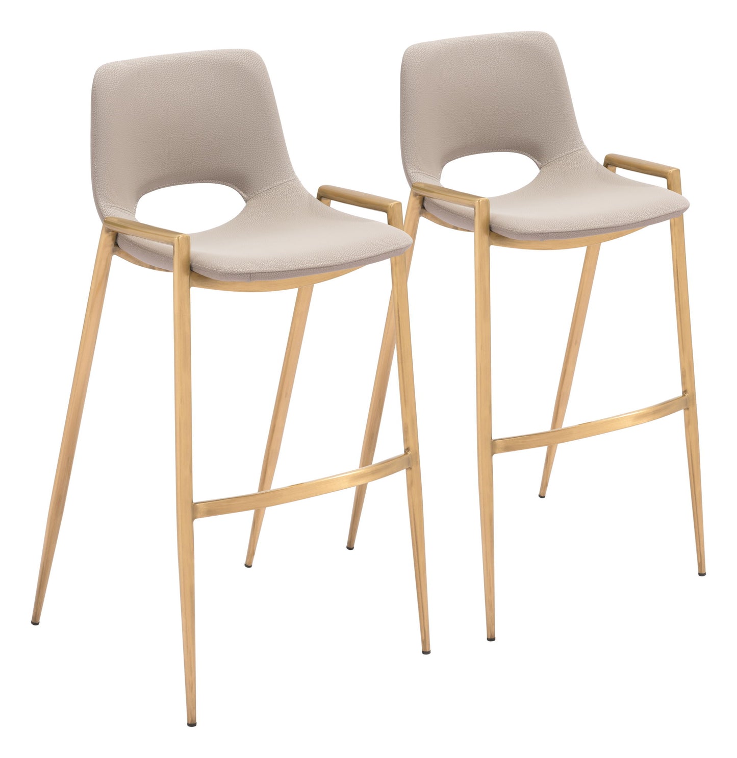 Desi - Barstool (Set of 2) - Beige / Gold