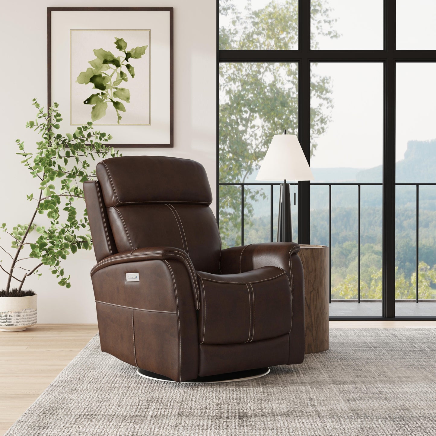 View - Power Swivel Recliner With Power Headrest