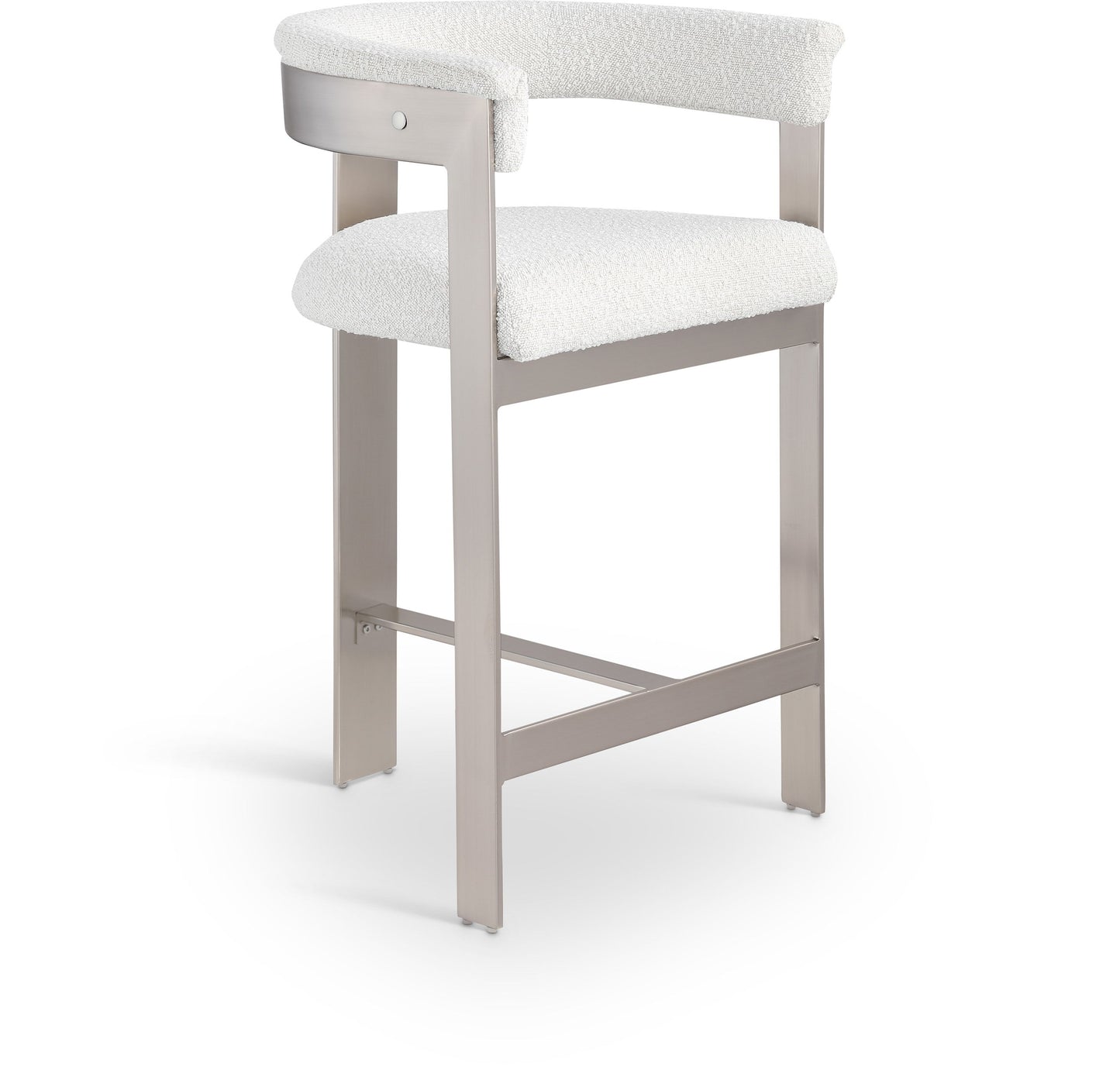 Romeo - Boucle Counter Stool With Silver Base (Set of 2)