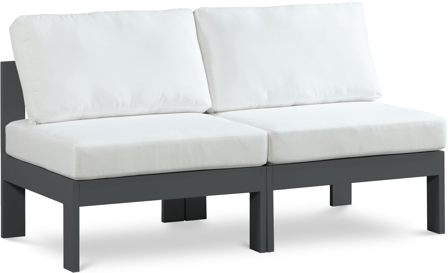 Nizuc - Outdoor Patio 2 Seat Armless Modular Sofa With Gray Frame