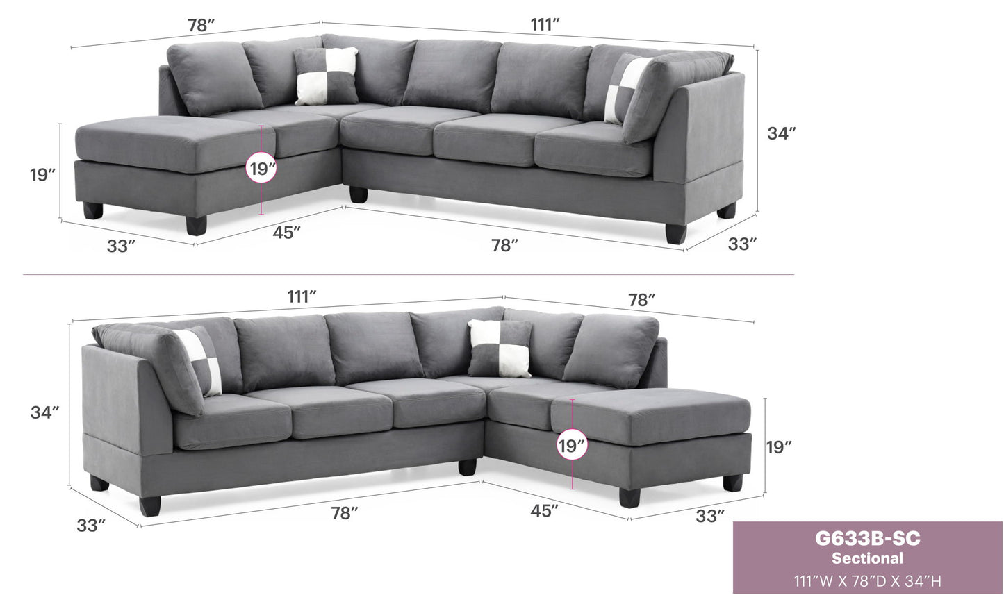 Glory Furniture - Malone - Fabric Sectional