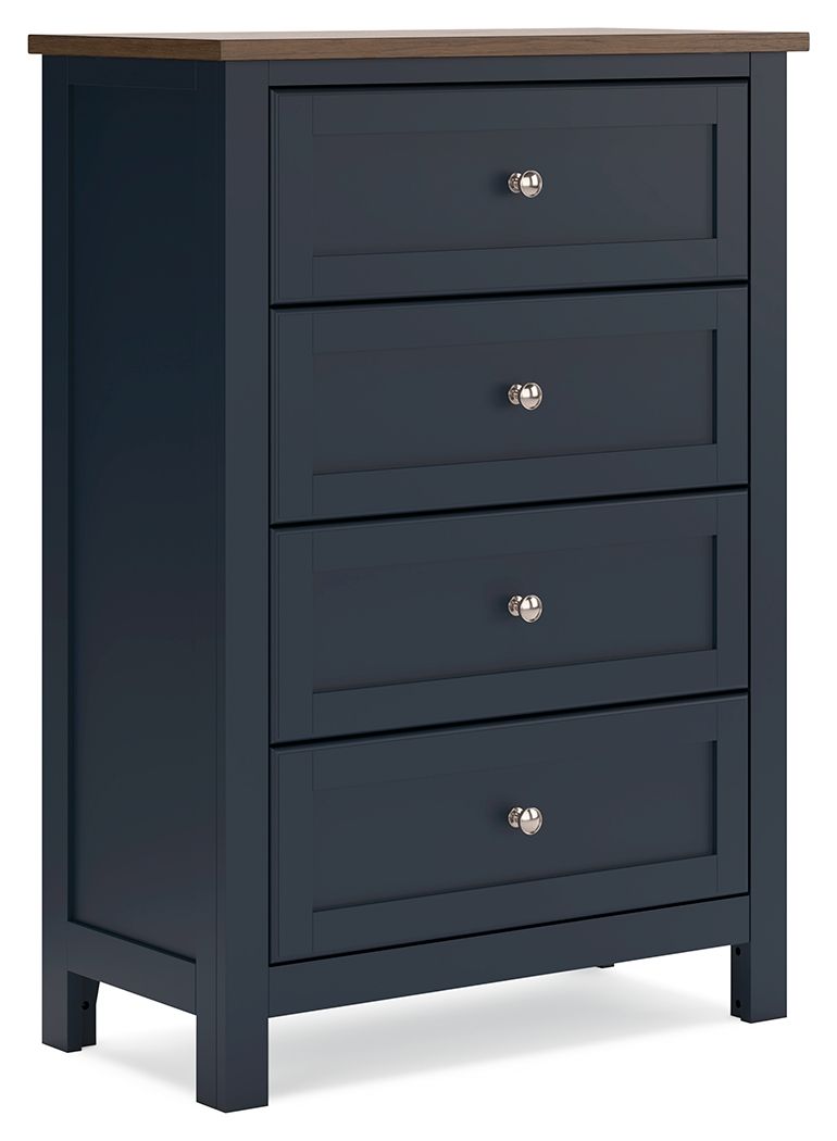 Landocken - Brown / Blue - Four Drawer Chest