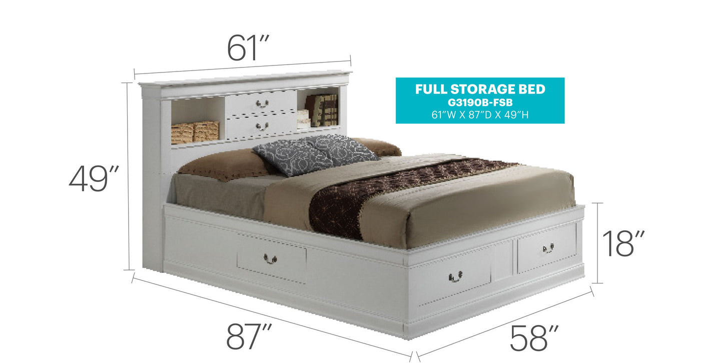 Glory Furniture - Louis Phillipe - Bookcase Storage Bed